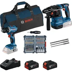 Bosch Professional 0615V0003D Werkzeugset - Professionelles 18V-Werkzeugset mit GSR 18V-45 und GBH 18V-22, inklusive 2 Akkus und Schnellladegerät – ideal für effizientes Arbeiten in jedem Projekt!
