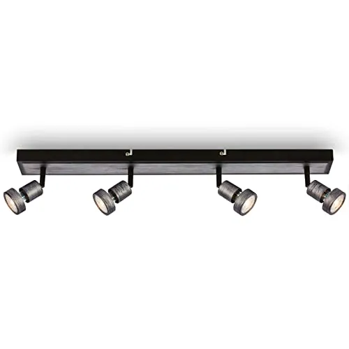 BRILONER Deckenspot LED - Schwenkbare Deckenlampe in Silver-Crafted - Lampen mit schwenkbaren LED Spots, ideal für individuelle Raumbeleuchtung. Antik-Silber für rustikales Design, warmweißes Licht bei 3000 Kelvin, perfekt für Wohnzimmer und Küche.