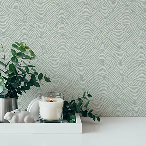 A.S. Création Artdeco Tapete Nara 387423 – Hochwertige Vliestapete in Grün Weiß - Premium Vliestapete Made in Germany, ideal für jeden Raum – leicht strukturiert und einfach zu verarbeiten, 10,05 m x 0,53 m für ein stilvolles Ambiente.