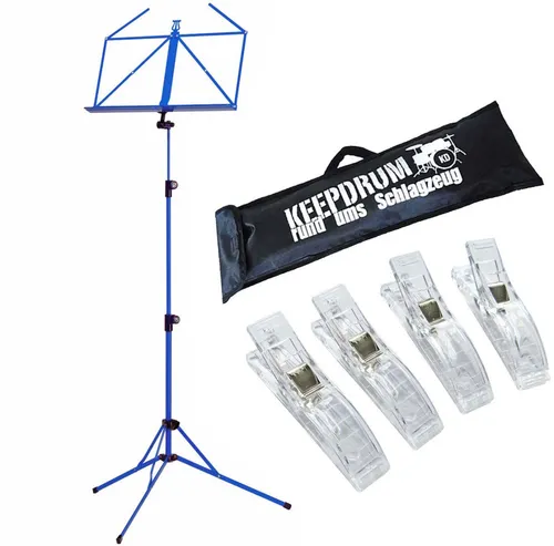 König & Meyer Notenpult K&M 100-5 Notenständer Blau mit Tasche und Klammern