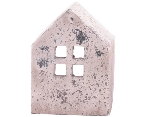 matches21 HOME & HOBBY Kerzenhalter Windlicht Haus Antik Optik Zement creme 15 cm