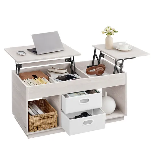 VASAGLE Höhenverstellbarer Couchtisch mit versteckten Fächern