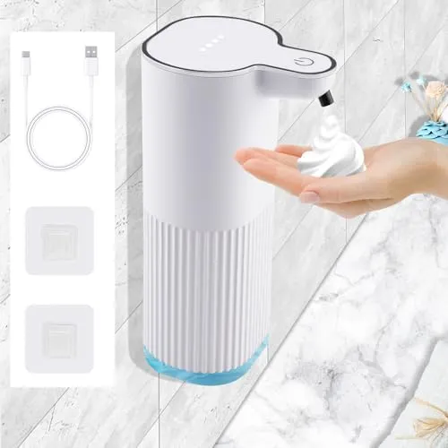 Beihre Seifenspender Automatisch, 360ML Wandbefestigung Elektrischer Soap Schaumseifenspender mit Sensor USB Aufgeladen Werden für Küchen Bäder Schulen Hotels,Büro