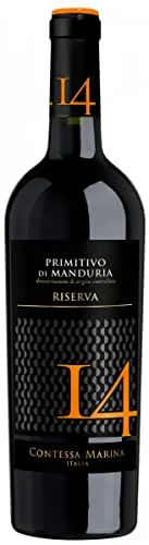 Primitivo di Manduria DOC Riserva 14 Contessa Marina Apulien Rotwein halbtrocken (1 x 0, 75l), 750.0 milliliter
