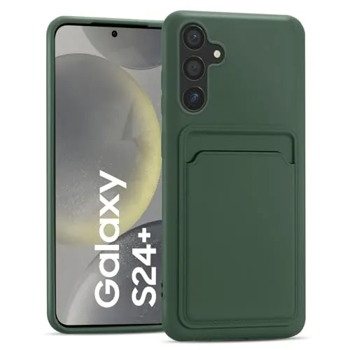 CoolGadget Kartenhülle Handy für Samsung Galaxy S24 Plus Card Case, Schutzhülle mit Kartenfach & TPU Stoßschutz und Microfaserfutter, kompatibel mit Samsung Galaxy S24 Plus (6,7 Zoll), Grün