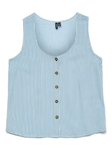 VERO MODA Damen Vmbumpy Sl Shirt WVN Ga Noos, Airy Blue, XS