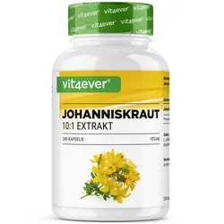 Vit4ever Johanniskraut 500 mg, 240 Kapseln - Nahrungsergänzungsmittel mit hochdosiertem Johanniskraut-Extrakt (10:1), standardisiert auf 0,3 % Hypericin für dein Wohlbefinden – 100 % vegan und frei von Zusatzstoffen.
