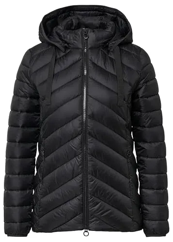 S.OLIVER Damen Outdoorjacke, Gr. 36, schwarz - Funktionsjacke mit abnehmbarer Kapuze, ideal für aktive Frauen, die auch bei kühlem Wetter stilvoll unterwegs sein möchten.