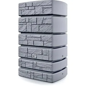 Prosperplas Regenwassertank Tower Stone grau 500 L mit Wasserhahn - Bewässerung: 500 L Regenwassertank in elegantem Stein-Design mit integriertem Wasserhahn für eine einfache Gartenbewässerung.