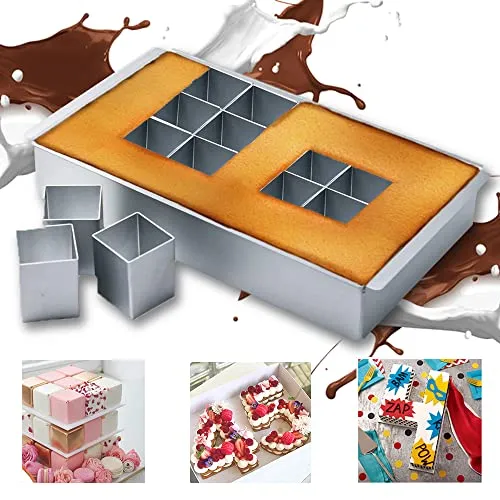 Produktbild MEISHANG Antihaft Backformen Set,Verstellbar DIY Backen,Aluminium Backformen Rechteckig,Zahlen Backform Kuchenform,Zahlen und Buchstaben Backform,Kuchenform Verstellbar Antihaft