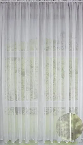 Clever-Kauf-24 Fertiggardine Dagmar mit Universalband – 300x125cm - Fertiggardine Dagmar in elegantem Weiß, mit Universalband für einfache Aufhängung. Ideal für jeden Raum, transparent und pflegeleicht. Größe: 300x125cm, Material: 100% Polyester, waschbar bei 30°.