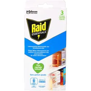 Raid Mottenfalle Essentials Lebensmittel, Pheromonfalle, gegen Lebensmittelmotten, zum Aufkleben, 3 Stück