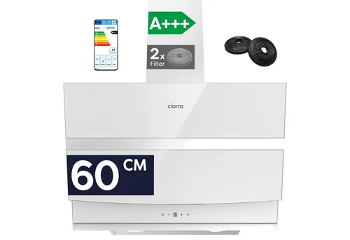 CIARRA A+++ Dunstabzugshaube 650 m3/h 60 cm mit WIFI & Touch Control - Dunstabzugshaube mit 650 m3/h Saugleistung, energieeffizient A+++, Steuerung via WIFI & APP, ideal für moderne Küchen.