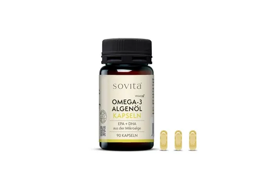 sovita Omega-3 Algenöl Kapseln - Hochwertige Kapseln mit pflanzlichem Omega-3 für eine bewusste Ernährung. Ideal für Veganer und Vegetarier, hergestellt in Deutschland.