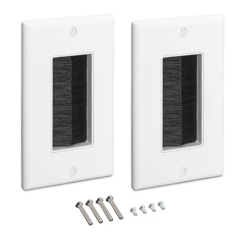 2x Blende Kabeldurchführung Unterputz mit Pinsel - Unterputzdose Deckel