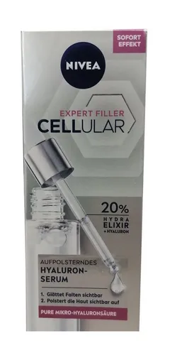 Nivea Anti-Falten-Serum 1x NIVEA Cellular Expert Filler Aufpolsterndes Hyaluron-Serum 30 ml, 1-tlg., Gesichtspflege für geglättete Falten