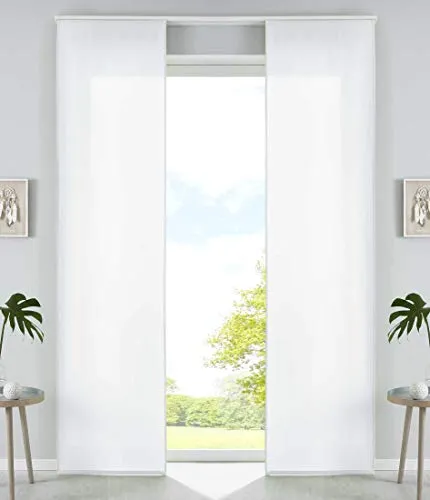 2er Set Schiebegardinen Flächenvorhänge Weiß Matt - Moderne Schiebevorhänge aus blickdichtem Mikrofaser, ideal für stilvolle Fensterdekoration. Pflegeleicht, waschbar und nach Ökotex Standard 100 zertifiziert.