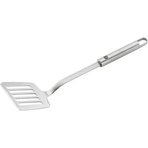 Zwilling Pfannenwender Pro 37160-002 - Spachtel für die Küche, aus rostfreiem Edelstahl mit ergonomischem Griff, spülmaschinengeeignet und ideal für fettfreies Kochen dank 5 Abtropföffnungen.