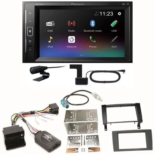 Pioneer DMH-A240DAB DAB+ Bluetooth Einbauset für Mercedes SLK R171 ab 2008
