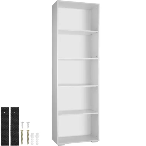tectake® Bücherregal - 5 Fächer Holzregal für stilvolle Aufbewahrung - Büro-Bücherregale mit 5 offenen Fächern für Bücher und Deko. Stabil und standsicher, ideal für Wohnzimmer, Home Office oder Kinderzimmer. Inklusive Kippschutz für mehr Sicherheit.
