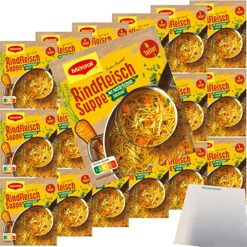 Maggi Rindfleisch Suppe mit Nudeln und Gemüse VPE 18x85g Packung usy Block