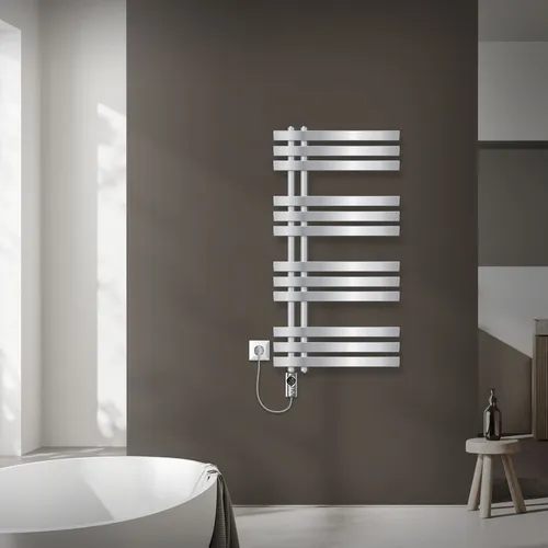 LuxeBath Elektrischer Badheizkörper Iron EM 500x1000mm Chrom - Elektroheizkörper mit 600W Heizstab und digitalem Thermostat. Ideal zum Vorwärmen und Trocknen von Handtüchern – verwandeln Sie Ihr Bad in eine Wohlfühloase.