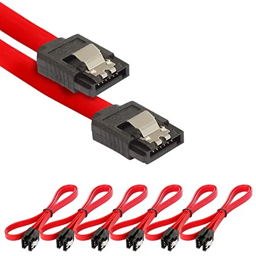 POPPSTAR 6x SATA Kabel SSD/HDD (0,5m SSD Datenkabel/SATA 3 Kabel SSD, 2 gerade Stecker) bis zu 6 Gbit/s, rot
