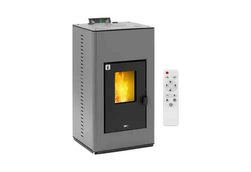 MSW Pelletofen wasserführend 20 kW - Kaminofen mit 90% Energieeffizienz, ideal für große Räume bis 380 m³, bietet bis zu 30 h Verbrennungszeit und einfache Bedienung durch Fernbedienung.