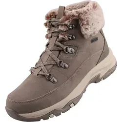 Skechers Trego Snow Worries Damen Tex Stiefelette Mushroom EU 41 - Wanderschuhe mit Veloursleder-Obermaterial und 100% wasserdichtem Fleecefutter für warmen, trockenen Komfort bei winterlichen Abenteuern.