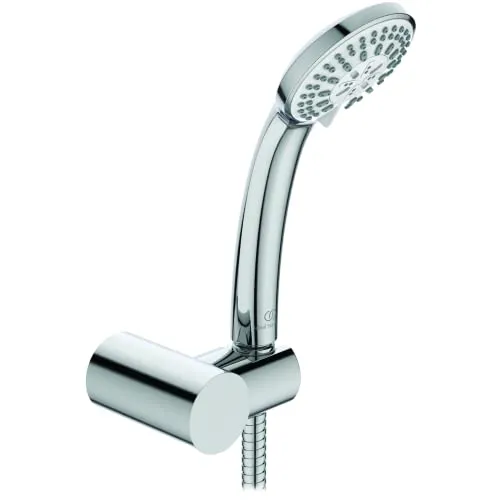 Ideal Standard Handbrause Set Idealrain B9507AA - 3-Funktions-Handbrause - Brausegarnituren mit 3 Strahlarten (Regen, Platzregen, Massagestrahl), Anti-Kalk-Funktion und schwenkbarem Brausehalter für ein komfortables Duscherlebnis.