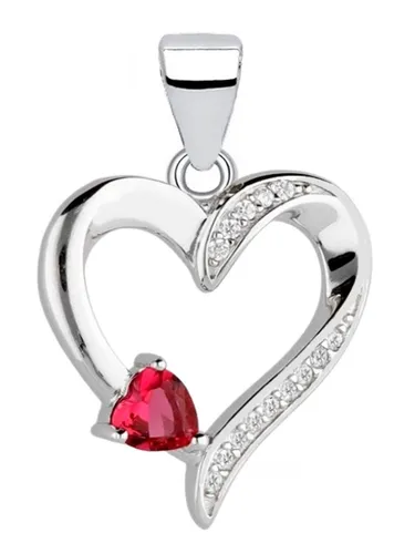 Kettenanhänger Silber Herz Rubin Zirkonia 925 Sterling Echtschmuck - Eleganter Herz-Anhänger aus 925 Sterling Silber, ideal als Geschenk für besondere Anlässe. Mit rhodinierten Zirkonia verziert, vereint er Schönheit und Stil für jeden Look.