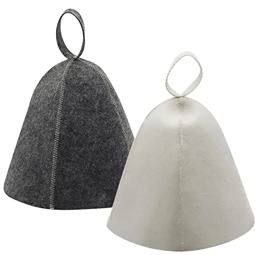 Stück Saunahut Filz Sauna Hut Sauna Mütze Filzhut Sauna Set Sauna Hut Mütze Herren und Damen, Saunamütze Saunahut Damen Sauna Zubehör Filzkappe Saunakappe Duschhaube für Sauna Bade (Grau & Weiß) 2