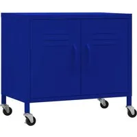 vidaXL Lagerschrank Marineblau 60x35x56 cm aus Stahl - Büroschränke mit verstellbarem Einlegeboden und 4 Rollen für einfache Mobilität, ideal für Ordnung und Stauraum in deinem Zuhause!