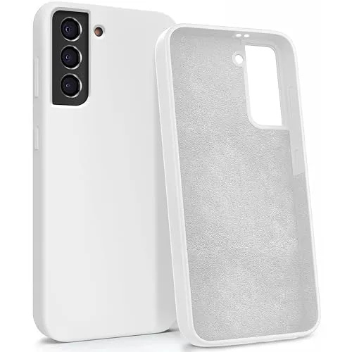 MyGadget Hülle für Samsung Galaxy S21 - Gummierte Handyhülle - [ 3 Layer Struktur ] Schutzhülle mit Soft Inlay & Hardcase Cover außen Weiß