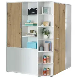 Eckkleiderschrank, Weiß, Holzwerkstoff, 124x198x148 cm, Schlafzimmer, Kleiderschränke, Eckschränke