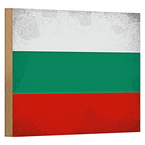 Holzschild Flagge Bulgarien 18x12cm Flag Bulgaria Vintage