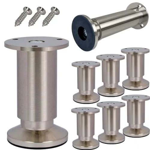 Stahlia Möbelfüße höhenverstellbar | Edelstahl Optik | (8 Stück) Höhe: 35cm | Ø 38mm | 250Kg Belastbarkeit | Füße für Möbel Schrankfüsse Sofa Füße Möbelbeine