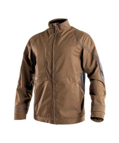 Atom Arbeitsjacke, lehmbraun/anthrazit, Größe L - Arbeits- & Schutzkleidung mit wasserabweisendem Stoff, Cordura® Ellbogen-Patches und verstellbarem Bund für optimalen Tragekomfort bei jeder Herausforderung.