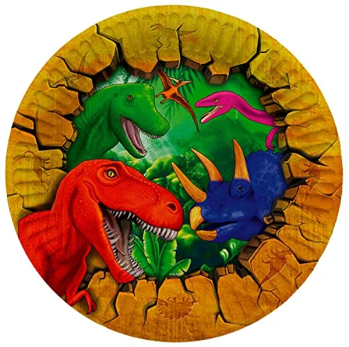 Folat 61932 Paper Party Tableware Pappteller Rund Ø 23cm Dinosaurier 23cm