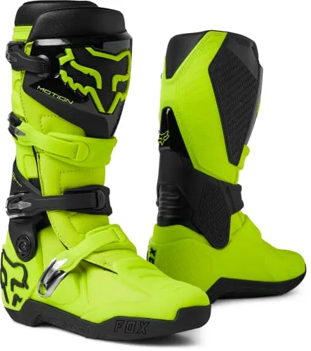 Fox Racing Fox Motion Boot Fluo Yellow - Motorradstiefel mit optimierter Passform und Mikrofaser-Kunstleder für überragenden Komfort und Flexibilität. Schmaler Schaft für verbesserten Grip und mehr Feingefühl beim Fahren.