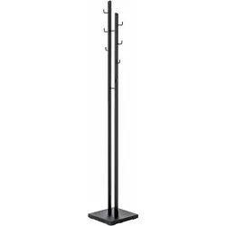 HAKU Möbel Garderobenständer schwarz - Modernes Design aus pulverbeschichtetem Stahlrohr, 8 Haken mit 5 kg Tragkraft pro Haken
