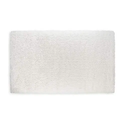 WohnDirect Premium Hochflor Badezimmerteppich Weiß • Rutschfester & Extra Flauschiger Badvorleger • Badteppich, Badematte 70 x 120 cm