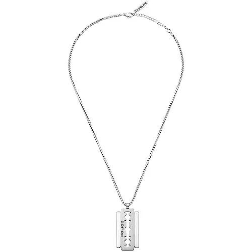 Police RAZORBLADE Halskette für Herren - Edelstahl-Halskette mit einzigartigem Rasierklingen-Anhänger, 55 cm lang, ideal für den Alltag und besondere Anlässe, perfektes Geschenk für jeden Anlass.