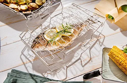 Hecht International 203660119-HE Edelstahl Fischhalter Gemüsehalter Pescado Fisch Gemüse Fleisch