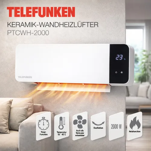 Telefunken Keramik Wandheizlüfter 2000W