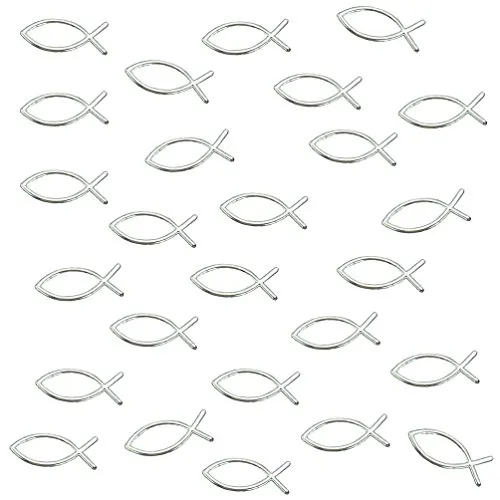 Fische in Silber für Kommunion Taufe als Deko Streuteile Tischdeko Streudeko 25 x