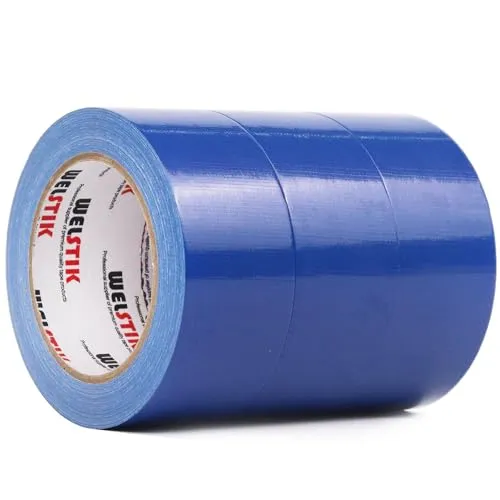 WELSTIK Professionelles wasserdichtes Gewebeklebeband, 3 Stück, 48 mm x 27 m, farbiges Klebeband für Reparaturen, DIY, Handwerk, Innen- und Außenanwendung, blau