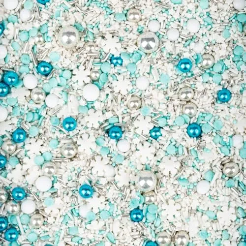 Super Streusel Schneegestöber Eiskönigin Schneeflocken Als Elsa Tortendeko | Kuchendeko Eiskönigin Tortendeko Essbar mit Schoko perlen | Ohne AZO-Farbstoffe (90g)