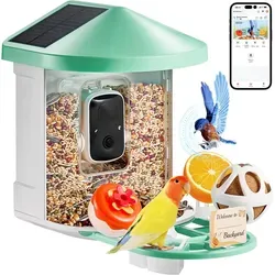 VEVOR Vogelfutterhaus Kamera - Futterstation mit 2K Kamera und 2-Liter Behälter, inkl. 3 Solarmodule und App-Fernbedienung für ungestörte Vogelbeobachtung
