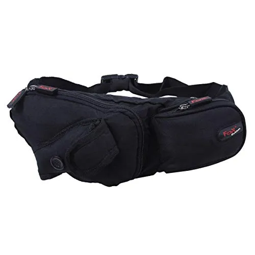 Fox Outdoor Gürteltasche mit Handytasche schwarz - Praktische Hüfttasche mit mehreren Reißverschlusstaschen und verstellbarem Gurt. Ideal für unterwegs, um Handy und Kleinigkeiten sicher zu verstauen.